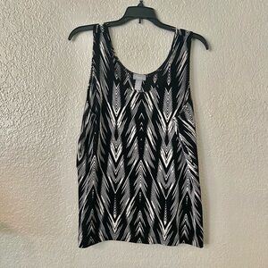 Monochrome Graphic Tank Top with Relaxed Fit